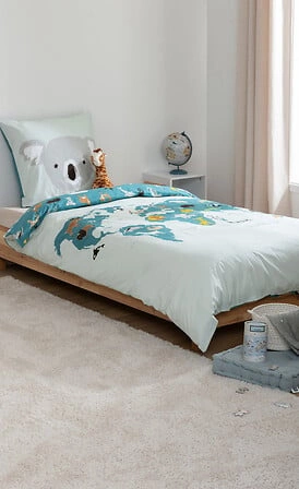 Kompletní dětské povlečení s mapou světa 140 x 200 cm