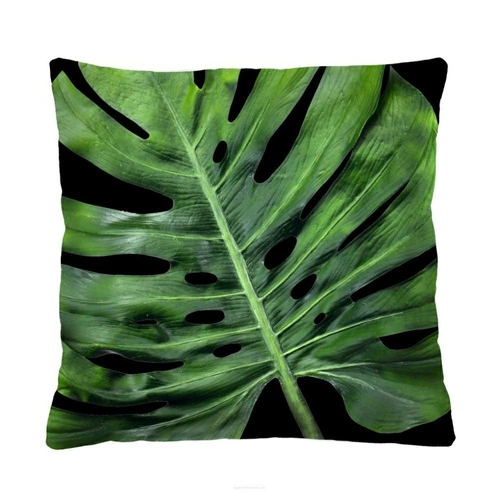 Dekorační sametový polštář Black Monstera 40x40 cm antialergenní do obýváku Intesi