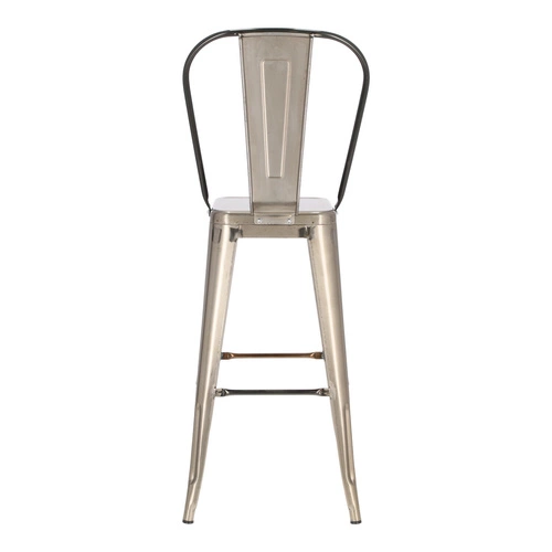 Barová židle Paris Back 75 cm kovová industriální s opěrkou do kuchyně a k ostrůvku šedá D2.DESIGN