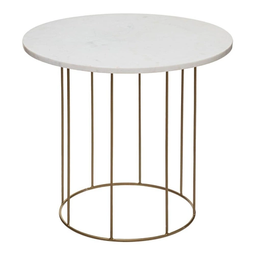 Sada 2 kulatých konferenčních stolků Garance bílý mramor a zlatý glamour do obýváku Atmosphera