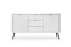 Komoda Seda bílá s drážkováním se zásuvkami a policemi 168 cm moderní do obýváku Intesi