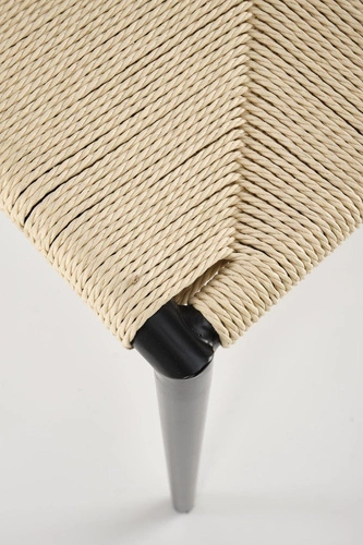 Kovová jídelní židle Tamara Intesi moderní černá s přírodním sedákem z provazu