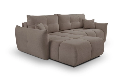 Moderní rohová sedací souprava s rozkladem levá do obýváku Bode cappuccino s úložným prostorem