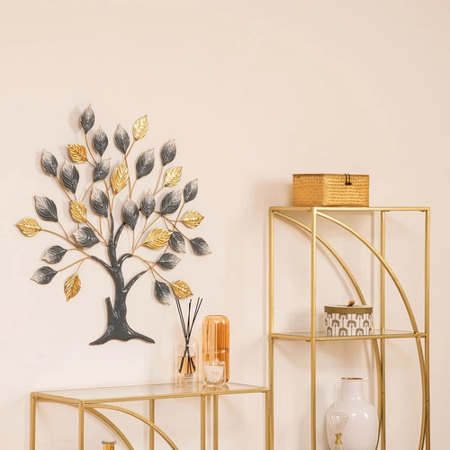 Zlatá nástěnná dekorace Tekoa strom Atmosphera litinová nástěnná ozdoba glamour do obýváku 88 cm