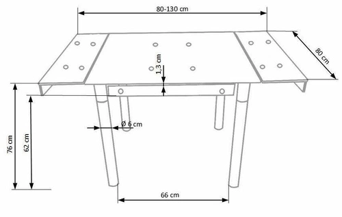 Rozkládací jídelní stůl Neto černé sklo glamour 80-130 cm Intesi
