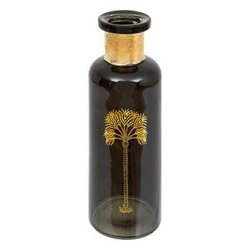 Atmosphera Tropical Boudoir skleněná černo-zlatá dekorativní váza do obýváku 22 cm