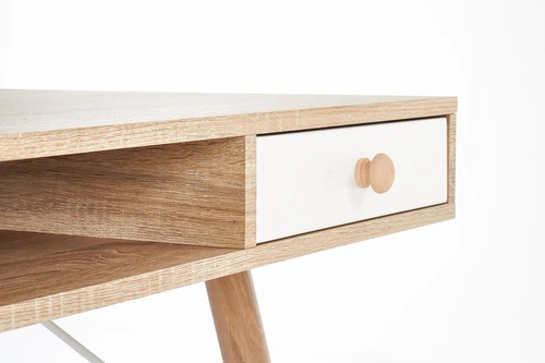 Skandinávský psací stůl s šuplíkem a policemi Interi dub sonoma bílý 120x60 cm Intesi