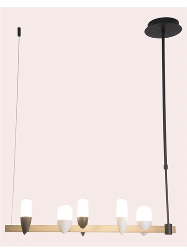 Moderní LED lustr Sakai černozlatý 5ramenný do obýváku a jídelny Ledea