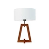 Noční lampička Clio bílá glamour s textilním stínidlem a mahagonovým dřevěným podstavcem LYSNE