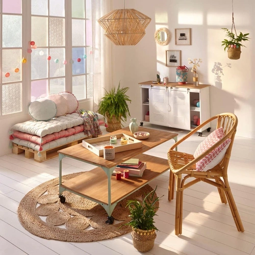 Kulatý jutový koberec boho Esra 80 cm přírodní do obýváku a na terasu Atmosphera