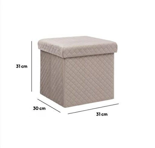 Velurová taburetka se schovkem Kali 31x31 cm béžová do obýváku a předsíně moderní