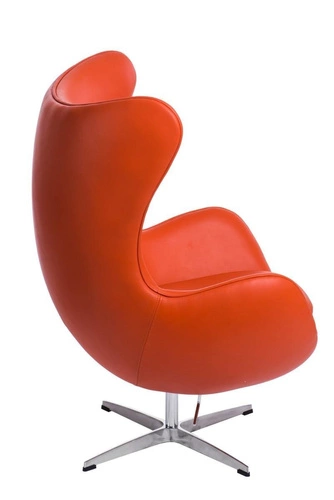 Kožené otočné křeslo ušák Jajo D2.DESIGN oranžové do obýváku a kanceláře moderní