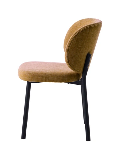 Čalouněná žlutá jídelní židle Naws s černými kovovými nohami moderní