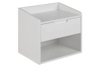 Bílý závěsný noční stolek se zásuvkou 46 cm moderní Actona Dimeo do ložnice