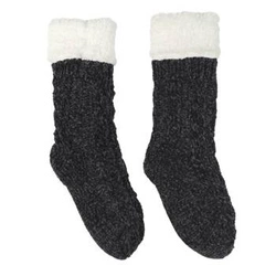 Zateplené ponožky Chenille Intesi černé, silné a měkké na doma, moderní styl 36-41
