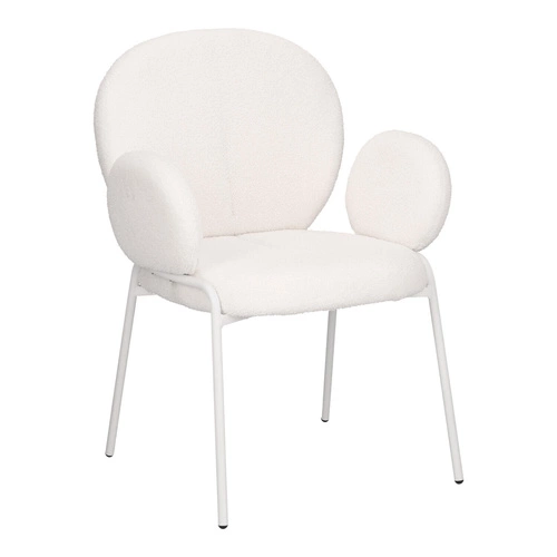 Čalouněná židle Bianco do jídelny a obýváku boho bílá s područkami boucle Intesi