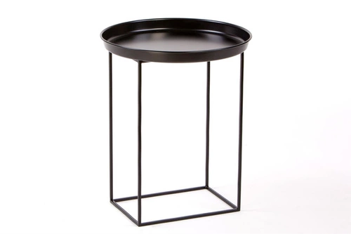 Kulatý černý kovový konferenční stolek Ramme moderní do obýváku NORDIFRA 43 cm