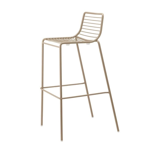 Kovová barová židle s opěrkou Summer šedá moderní do kuchyně a k ostrůvku 75 cm stohovatelná SCAB Design