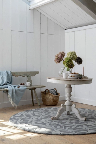 Vlněný kulatý koberec Cleavers 200 cm šedý do obývacího pokoje a ložnice moderní Laura Ashley