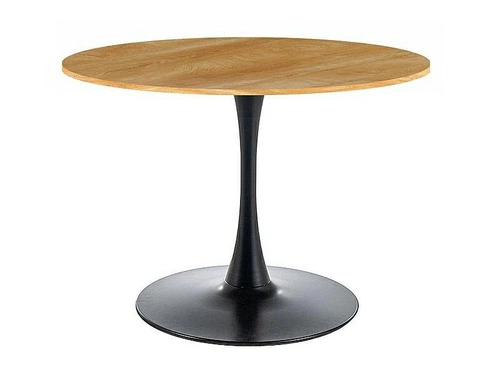 Jídelní kulatý stůl Amad 90 cm moderní dub s černou nohou Intesi
