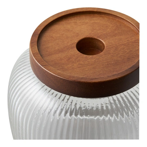 Sada 2 skleněných úložných dóz Maya House Nordic sklo akácie