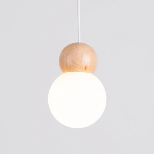 Závěsné svítidlo koule PEKKA 1 bílé dřevo, nastavitelná, do obýváku a jídelny, skandinávský styl