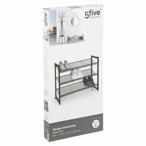 Kovový botník 5five simply smart černý, loftový na 9 párů, moderní, 3patrový