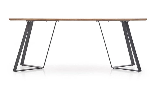 Jídelní stůl Gary loftový pevný ořech rustikální černé nohy 180x90 cm