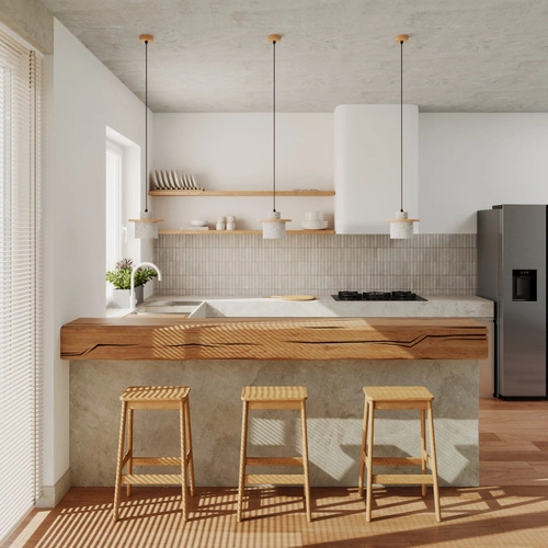 Závěsné svítidlo MAB betonové moderní kulaté do obýváku a kuchyně s dřevem šedé 125 cm