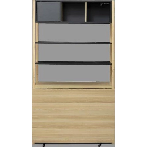 Knihovna Extensio moderní loftová s uzavíratelnými policemi a funkcí psacího stolu 180 cm