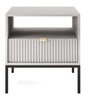 Šedý noční stolek s drážkováním 54 cm se zásuvkou glamour Intesi Delicious na vysokých nohách
