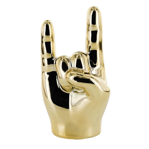Dekorační figurka Ruka Rock and Roll Intesi zlatá keramická na stůl do obýváku 10,5 cm