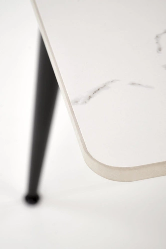 Jídelní stůl Nicolalla 140 bílý mramor moderní obdélníkový na černých nohách Intesi