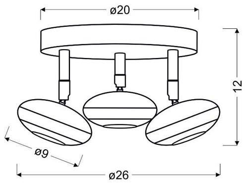 Stropní svítidlo Skipper stropní svítidlo 3x6W LED cob kulatá hlava 1e s kloubovým systémem kd chrom