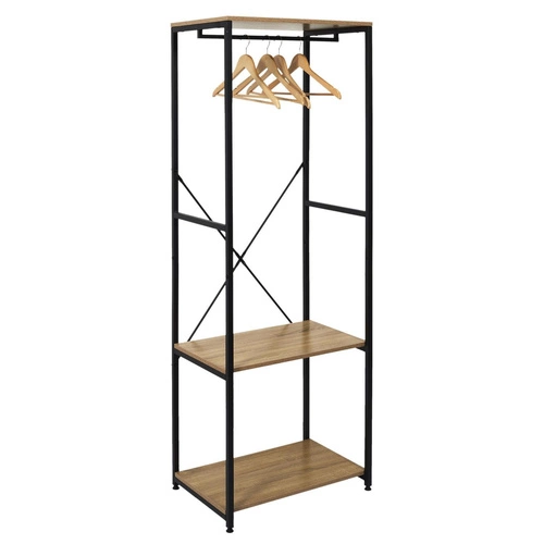Lukis moderní stojanový věšák do předsíně s policemi loft kov černý hnědý Intesi