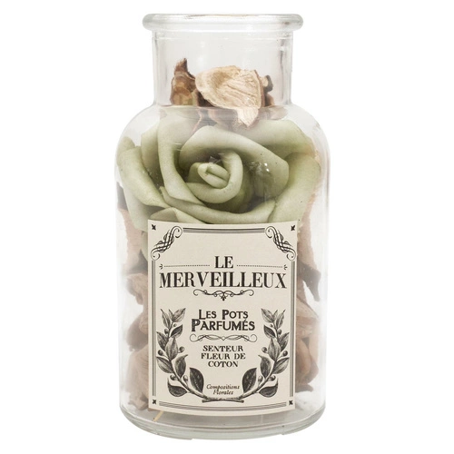 Skleněná nádoba 12 cm s pot pourri zelená