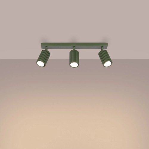 Stropní svítidlo KARBON 3L olivově zelené do obýváku moderní hliník otočné stínidlo