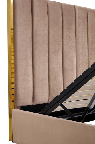 Čalouněná postel Pola 160x200 béžová s úložným prostorem do ložnice glamour