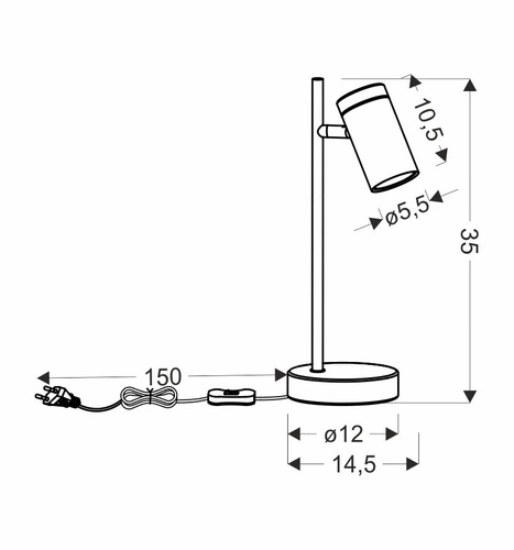 Stolní lampa Lagos černá kovová s dřevem moderní noční lampička do ložnice 35 cm