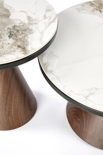 Konferenční stolek Suli kulatý bílý mramor moderní glamour 50 cm do obýváku Intesi