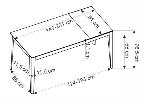 Rozkládací jídelní stůl Asniki moderní černý mramor keramika kovové nohy 201x81 cm Intesi