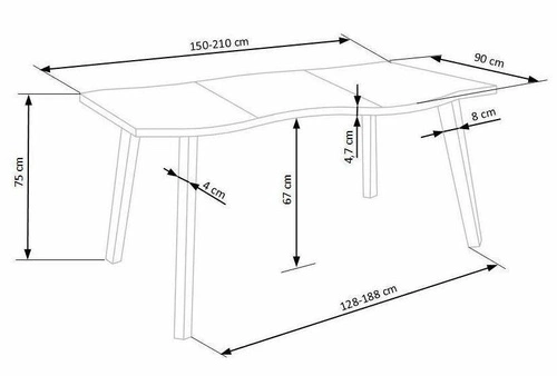 Rozkládací jídelní stůl Sonik 2 dub přírodní černé nohy moderní 150–210 cm Intesi