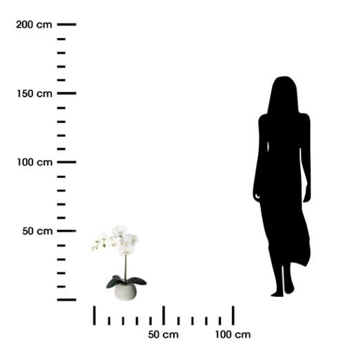 Umělá orchidej Real Touch s betonovým květináčem bílá