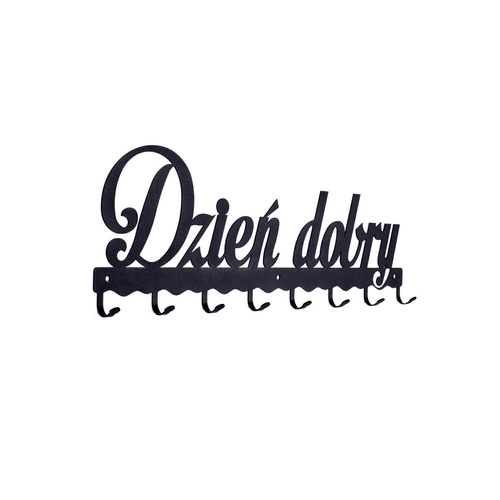 Kovový nástěnný věšák do předsíně černý moderní 60 cm Dzień dobry 01 Intesi