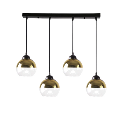 Závěsná lampa Contessa černá 4x40 E27 zlaté stínítko