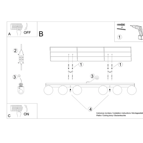 Moderní stropní svítidlo YOLI 6 bílé kovové do obýváku a jídelny SOLLUX LIGHTING