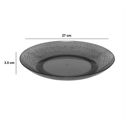 Plastový jídelní talíř Estiva 27 cm kulatý tmavě šedý do zahrady a kuchyně