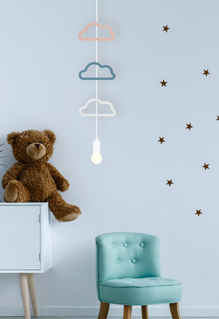 Jednoduchá ccc 1x20W E27 iq dětská závěsná lampa bílá+modrá+růžová