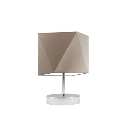Noční lampička do ložnice PASADENA moderní béžová s látkovým stínidlem na chromované konstrukci