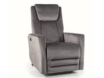 Rozkládací křeslo do obýváku Doni šedé Bluvel s relaxační funkcí a USB portem Intesi